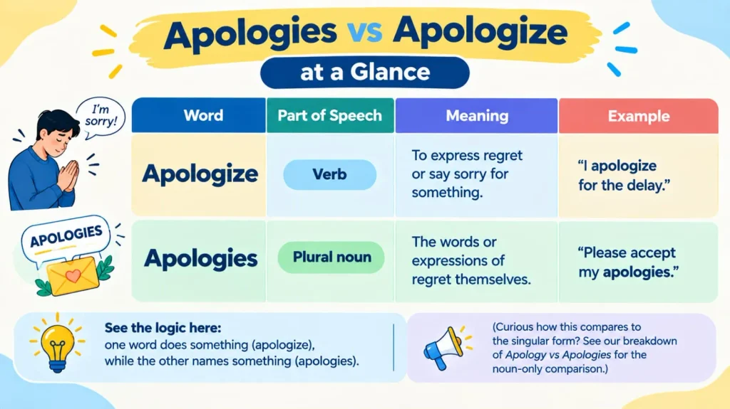 Apologies vs Apologize