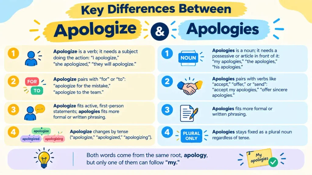 Apologies vs Apologize