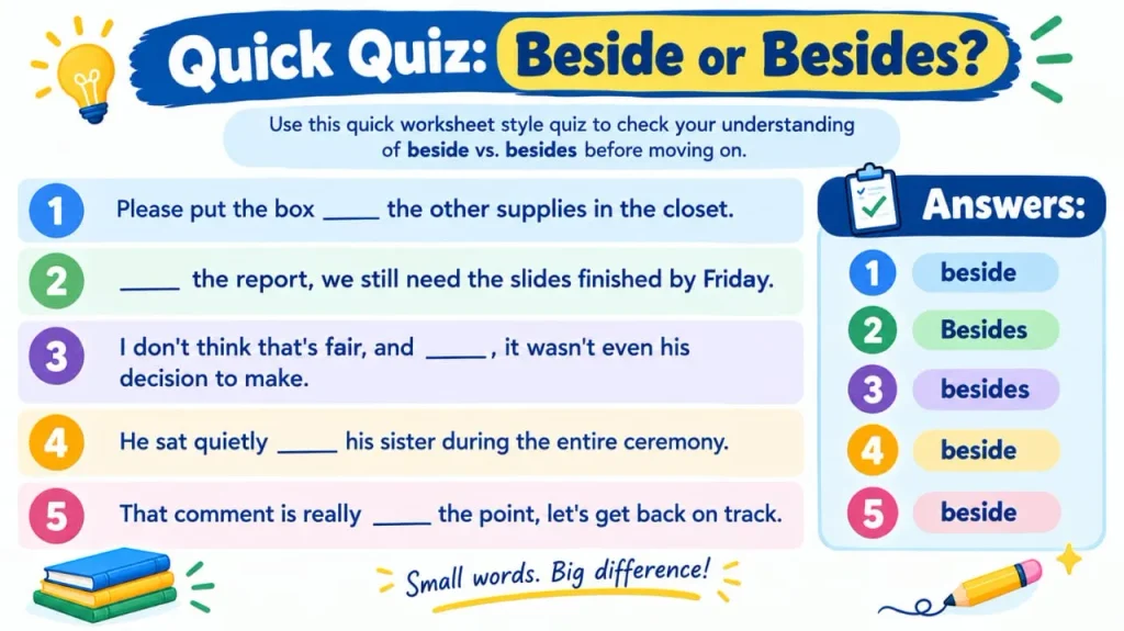 Beside vs Besides