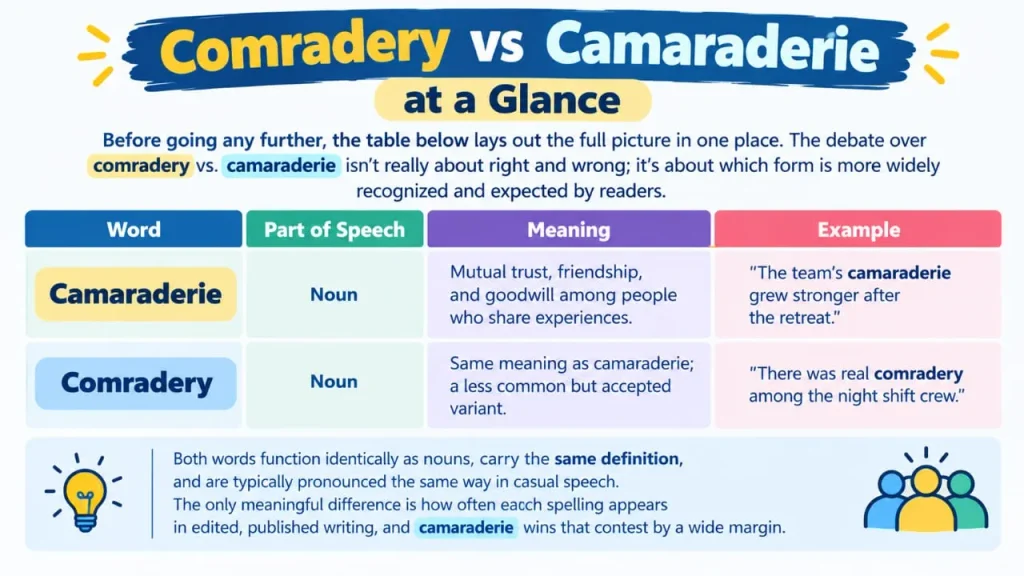 Comradery vs Camaraderie