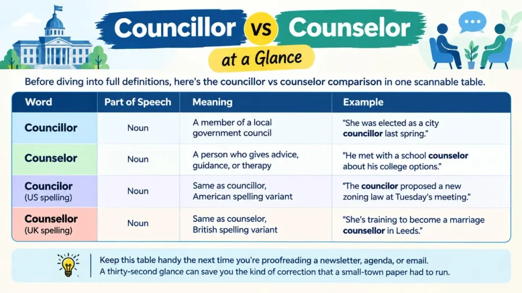 Councillor vs Counselor