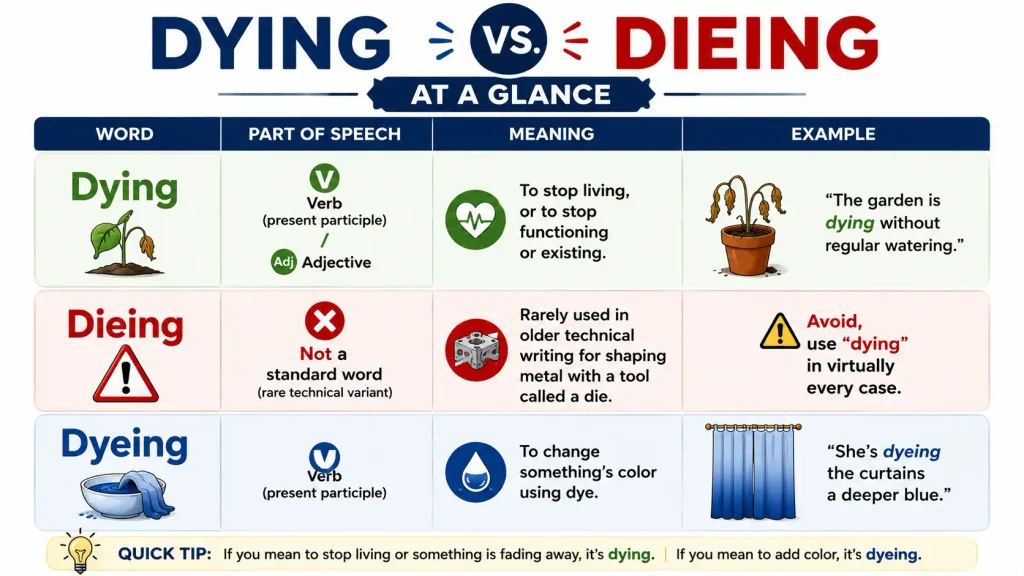 Dying vs Dieing