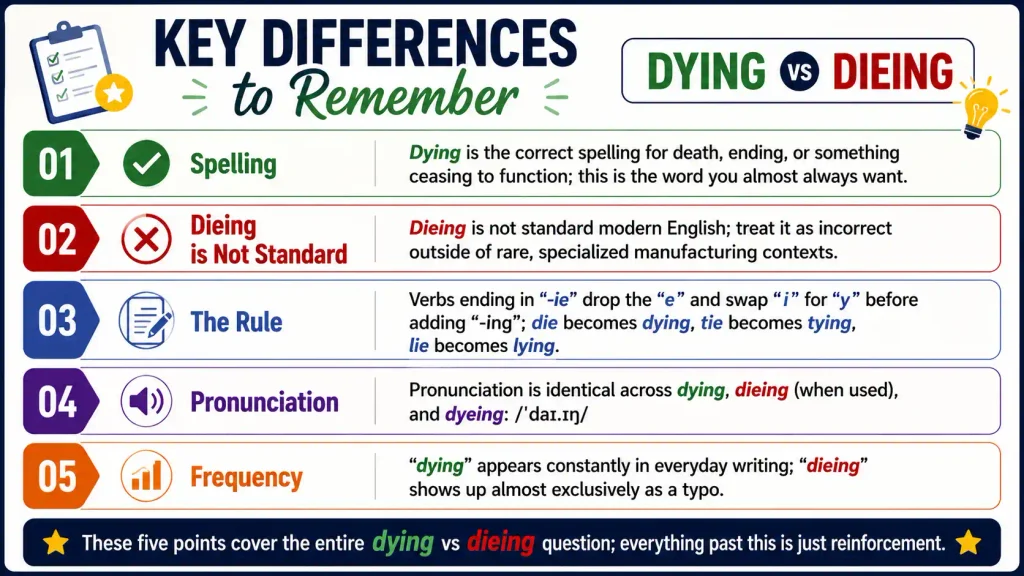 Dying vs Dieing
