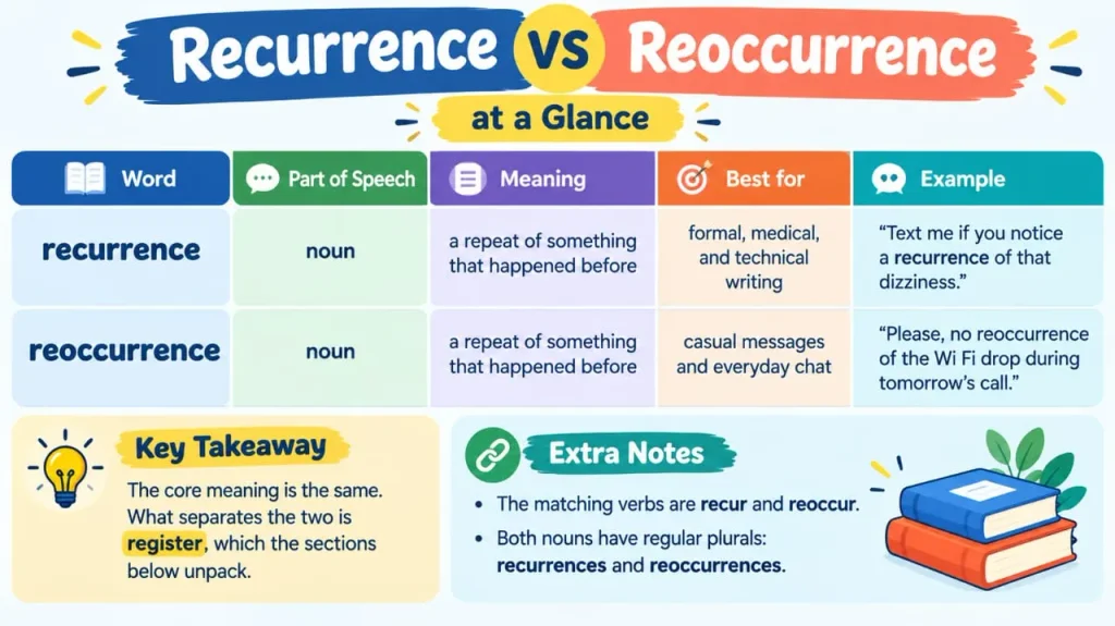Recurrence vs Reoccurrence