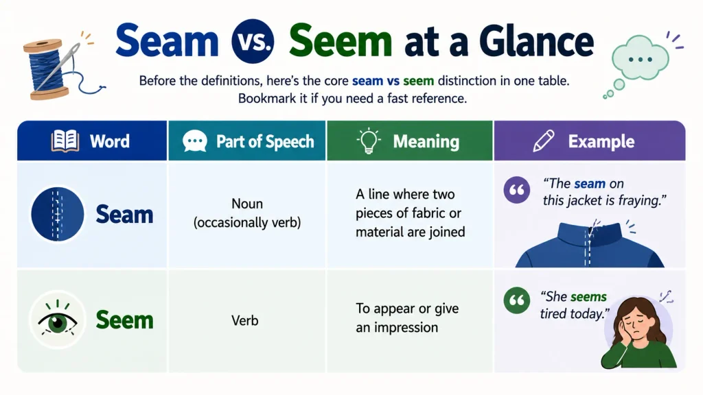 Seam vs Seem