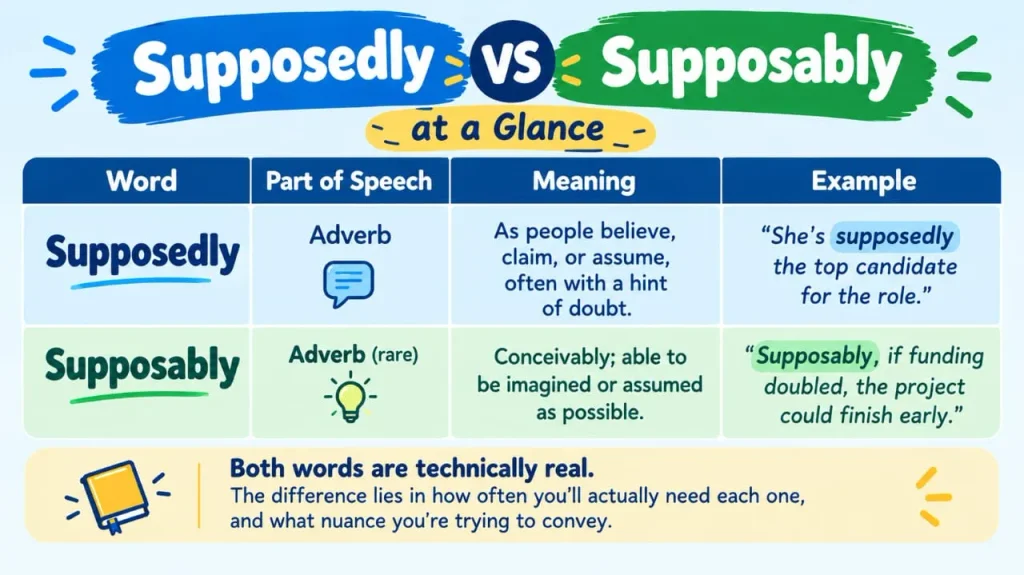 Supposedly vs Supposably