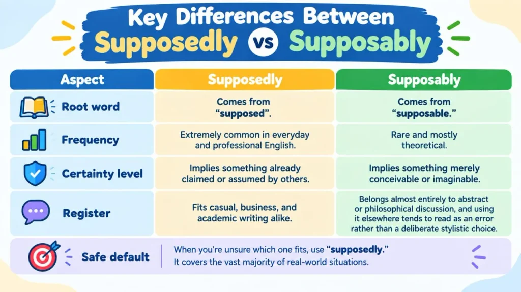 Supposedly vs Supposably